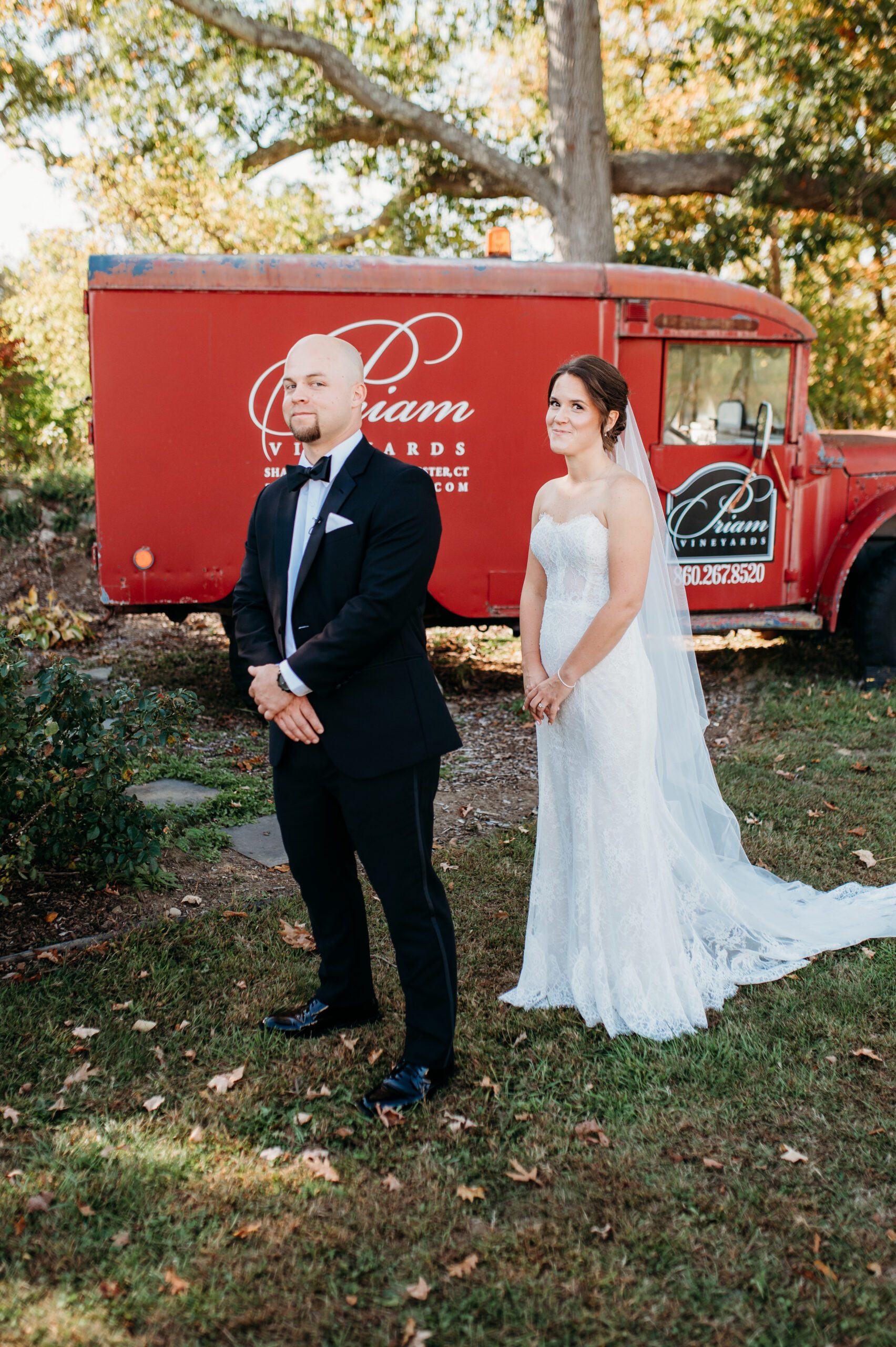 First Look Priam Vineyard Wedding CT 